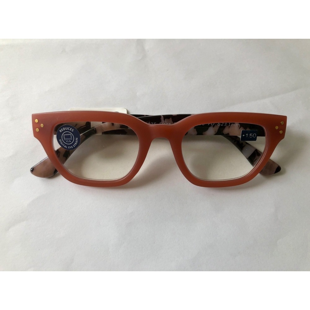 NEW CORAL BLACK MARBLE PEEPERS BLUE LIGHT READING GLASSES +1.50